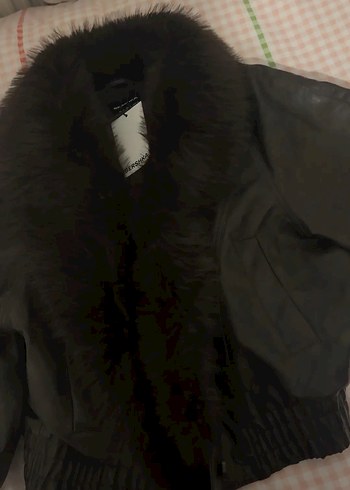 Bershka kürk detaylı deri ceket - Görsel 3