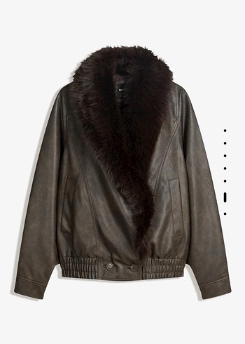 Bershka kürk detaylı deri ceket - Görsel 2