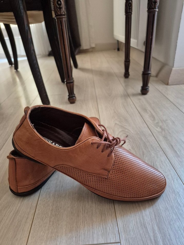 Sıfır Hakiki Deri Kahverengi Bağcıklı Klasik Erkek Ayakkabı - Görsel 2