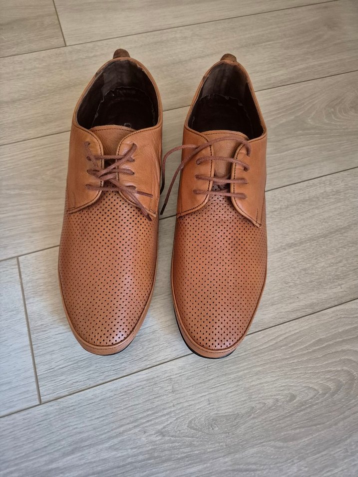 Sıfır Hakiki Deri Kahverengi Bağcıklı Klasik Erkek Ayakkabı - Görsel 3