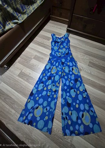 Kadın Mavi Uzun Salaş Tulum - Görsel 2