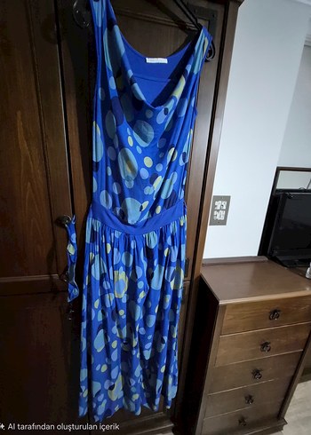 Kadın Mavi Uzun Salaş Tulum - Görsel 3