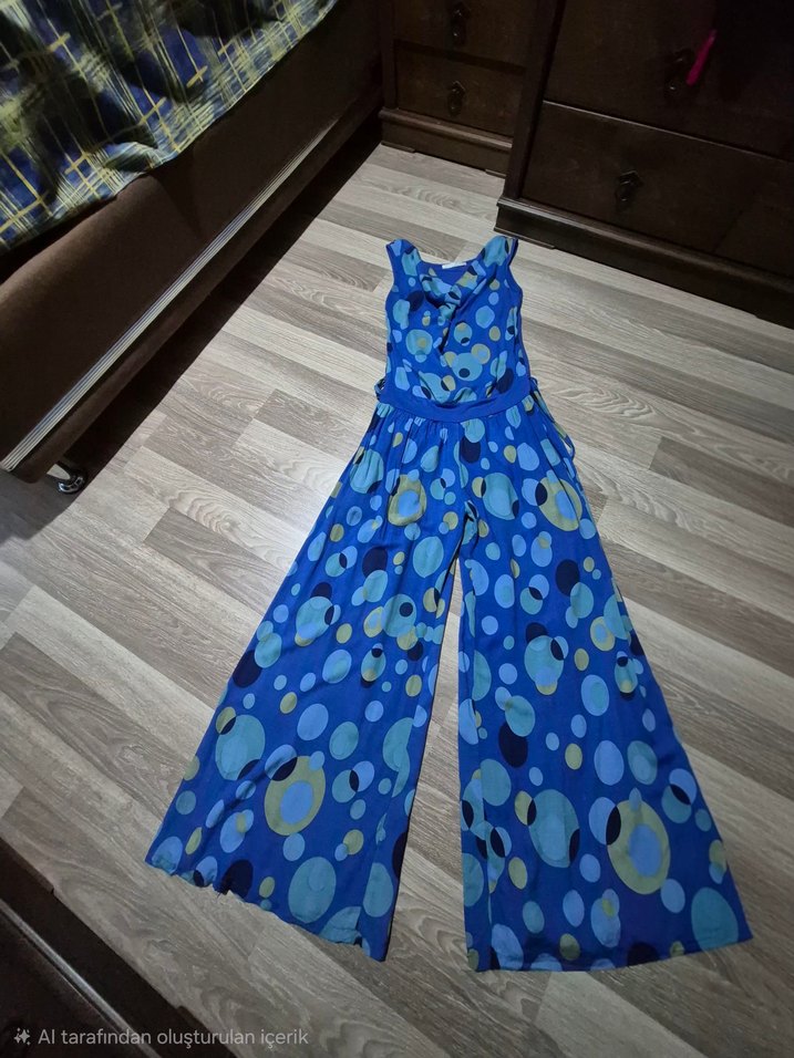 Kadın Mavi Uzun Salaş Tulum - Görsel 2