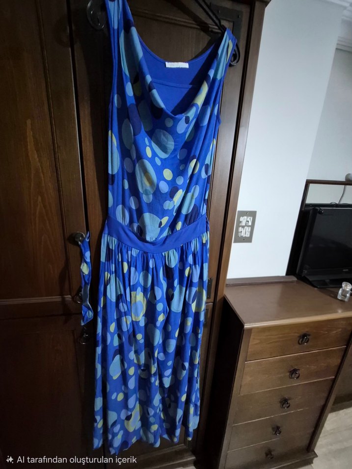 Kadın Mavi Uzun Salaş Tulum - Görsel 3