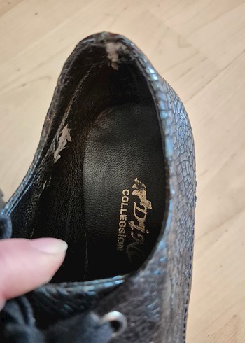 Hakiki Deri Yüksek Topuk koyu lacivert yanar döner Spor Ayakkabı - Görsel 5