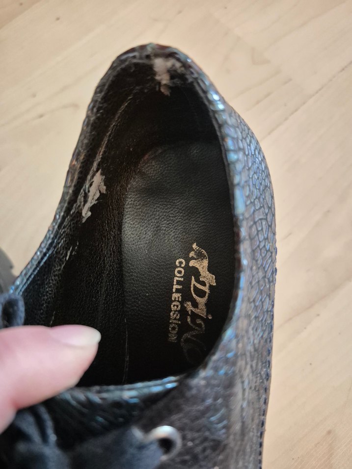 Hakiki Deri Yüksek Topuk koyu lacivert yanar döner Spor Ayakkabı - Görsel 5