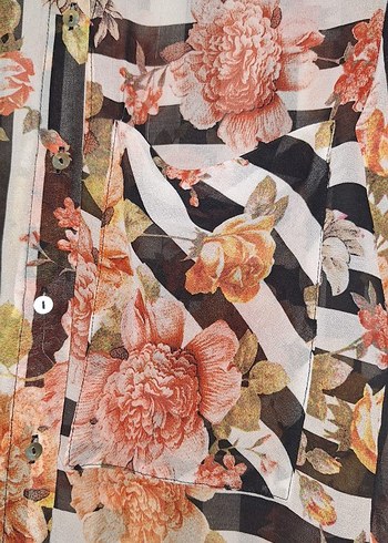 Çiçekli Çizgili Uzun Kollu Kadın Gömlek - Görsel 2