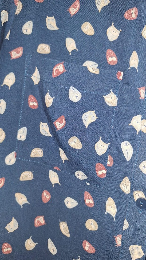 Lacivert Düğmeli Uzun Kollu Salaş Gömlek - Görsel 2