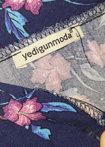 Düğmeli Mavi Çiçekli Etek - Görsel 3