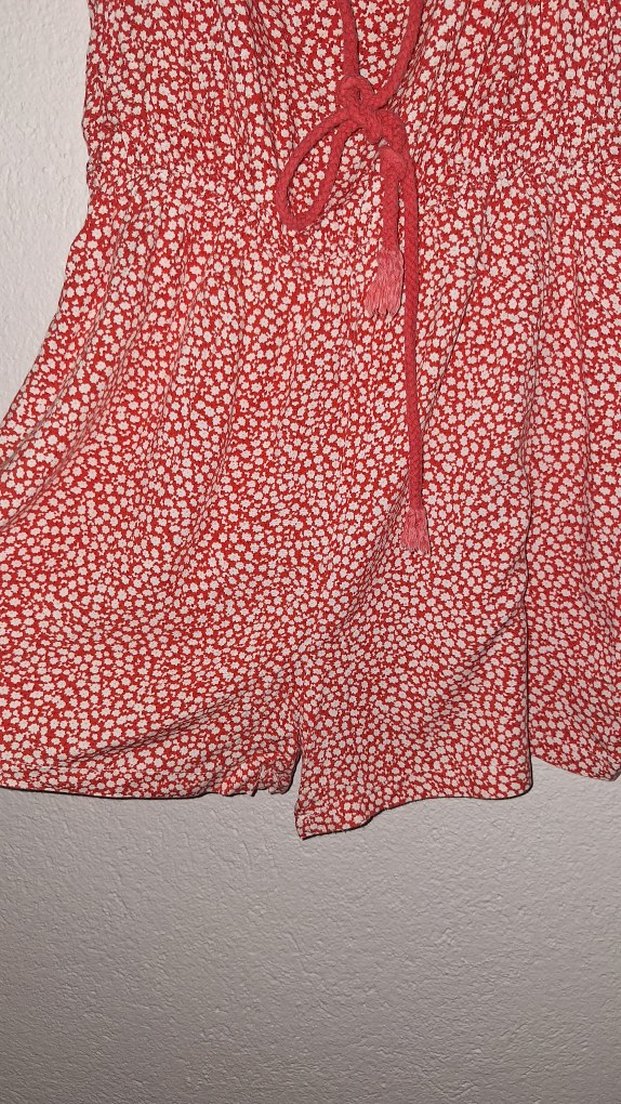 Kırmızı Bağlamalı Pamuklu Bohem Tulum - Görsel 2