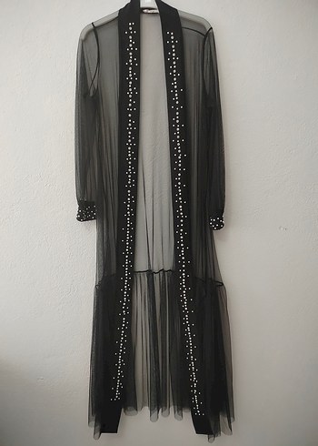 Boncuk İşlemeli Siyah Uzun Elbise - Görsel 3