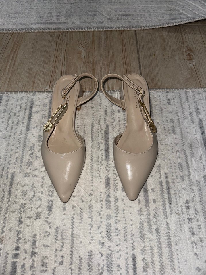 Bej Tokalı İnce Topuklu Kadın Ayakkabı - Görsel 2