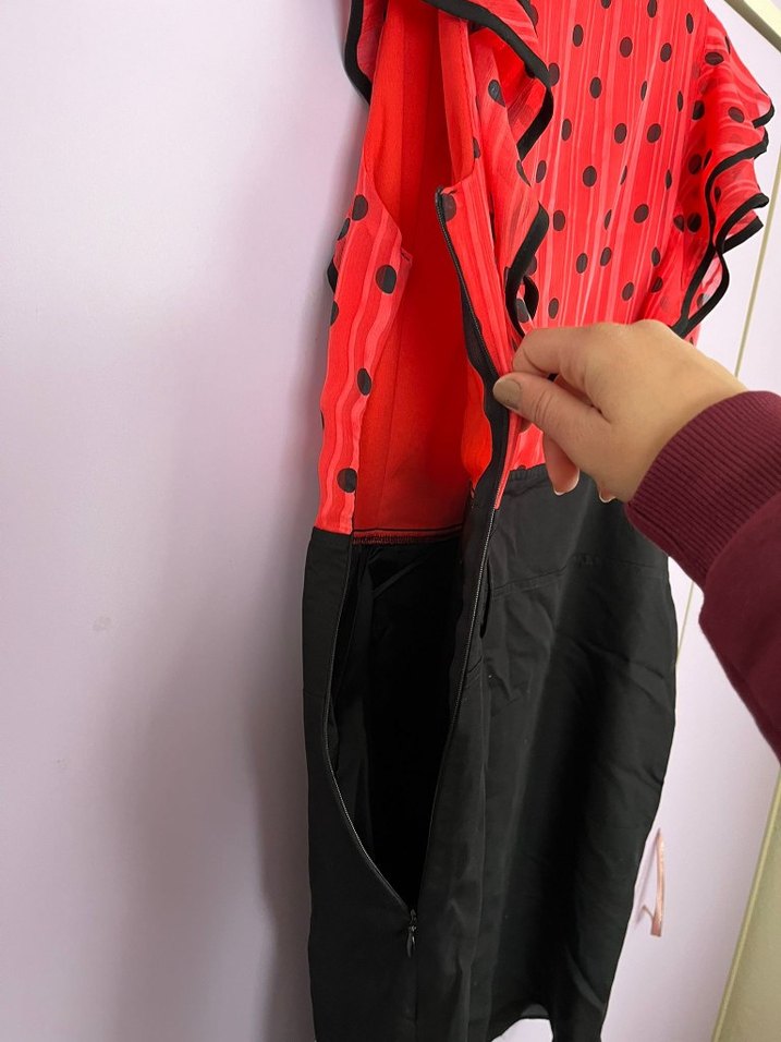 Kırmızı Volanlı Mini Kalem Elbise - Görsel 3