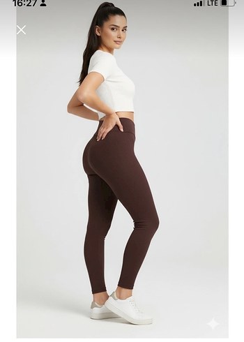 Kahverengi Midi Spor Tayt - Görsel 3