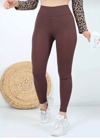Kahverengi Midi Spor Tayt - Görsel 2
