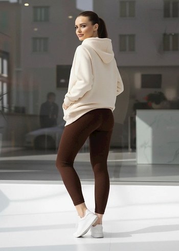 Kahverengi Midi Spor Tayt - Görsel 4