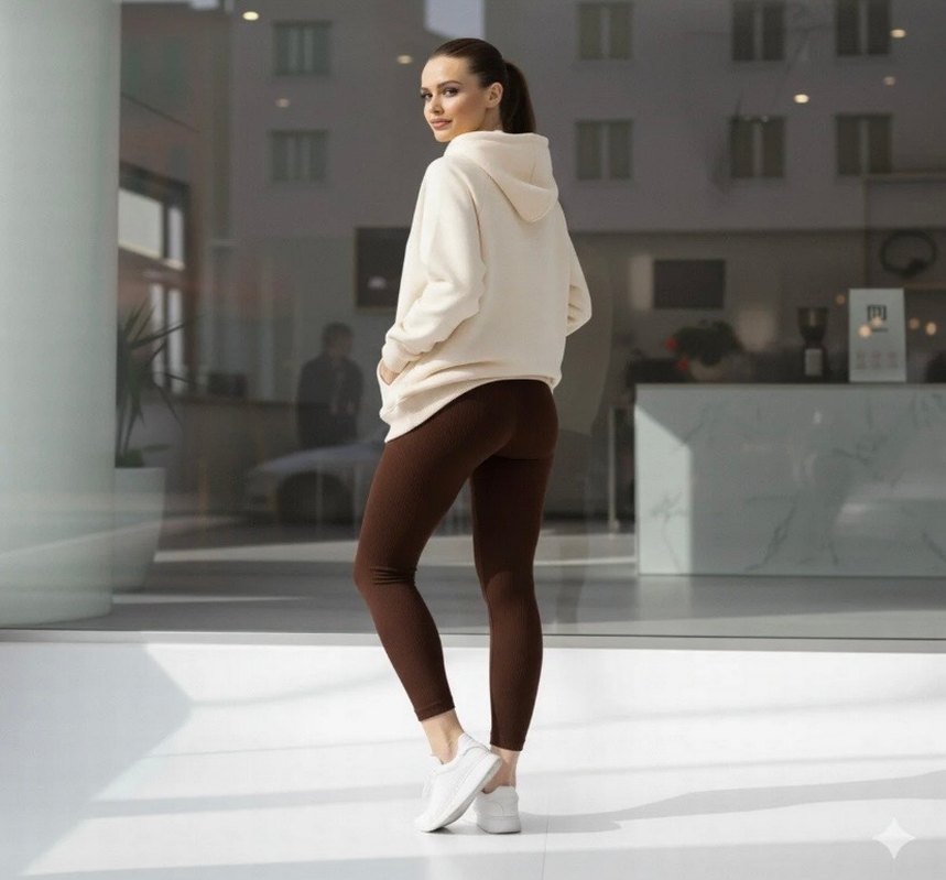 Kahverengi Midi Spor Tayt - Görsel 4