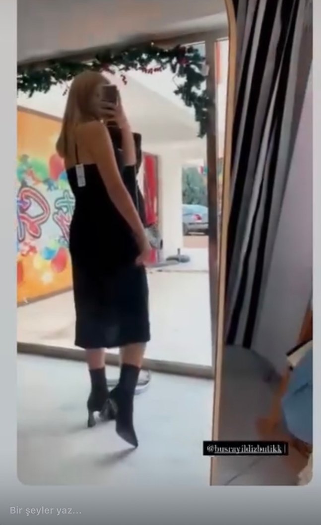 Siyah V Yaka Midi İp Askılı Elbise - Görsel 2