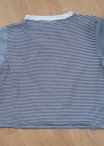 Kız Çocuk Çizgili Kısa Kollu Tişört - Görsel 2