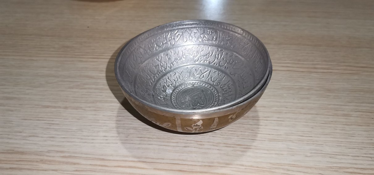 Altın rengi işlemeli metal kase seti - Görsel 3