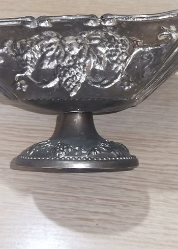 Vintage Gri Nakışlı Dekoratif Tabak - Görsel 2