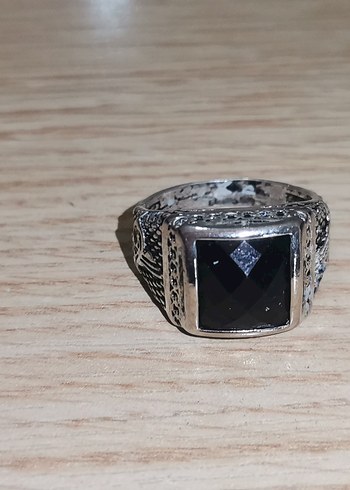Siyah Taşlı Vintage Erkek Yüzük - Görsel 2