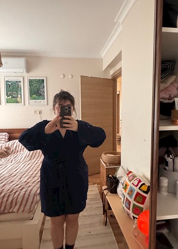 Lacivert Mini Kadın Elbise - Görsel 2