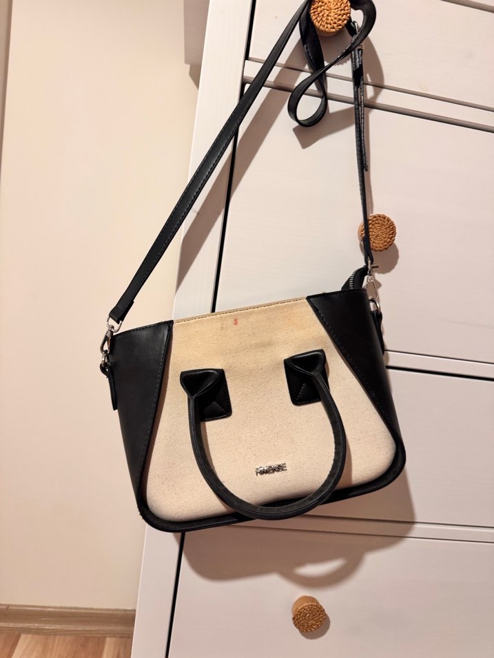Siyah bej Kadın Çanta - Görsel 4