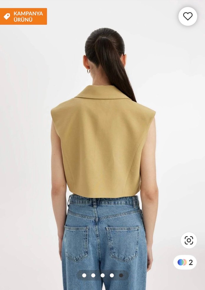 Yağ yeşili Kolsuz crop  Blazer - Görsel 2