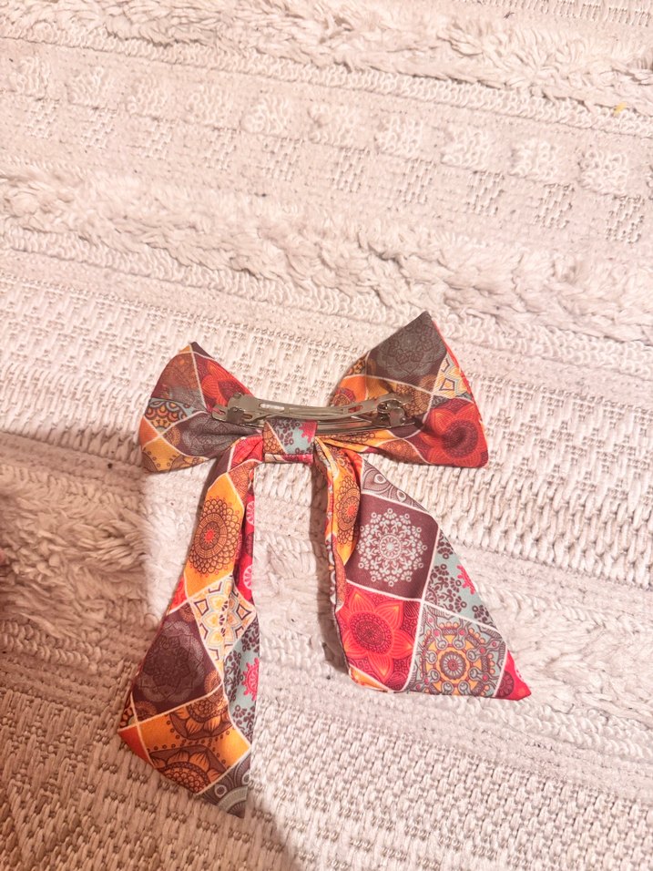 Renkli Bohem Kumaş Fiyonk Saç Aksesuarı - Görsel 2