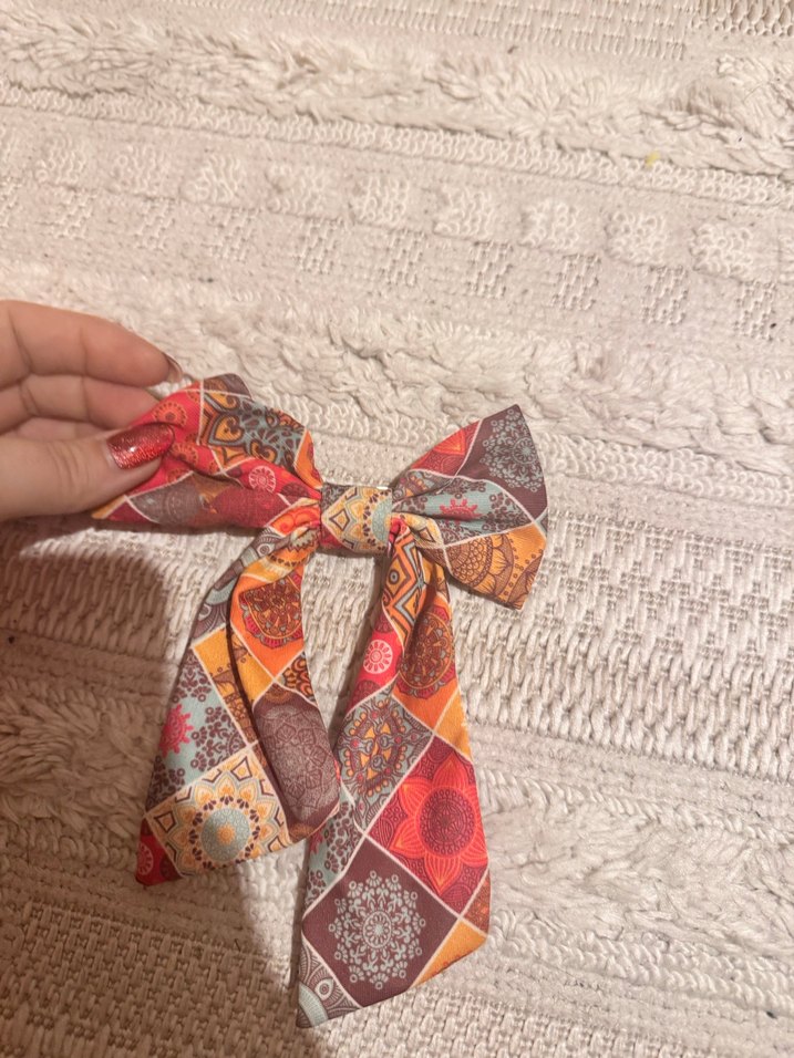 Renkli Bohem Kumaş Fiyonk Saç Aksesuarı - Görsel 3