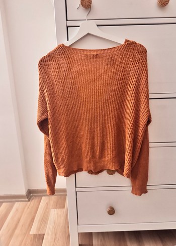 V Yaka Düğmeli Örgü Kadın Hırka - Görsel 3