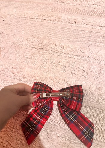 Kırmızı Ekose Fiyonk Saç Aksesuarı - Görsel 2