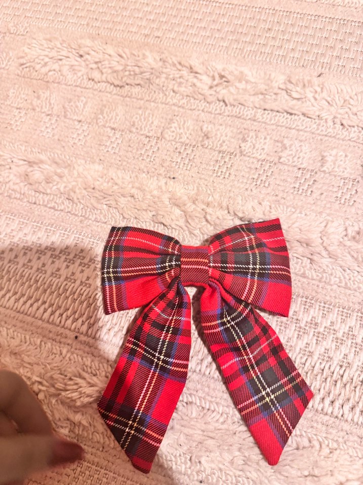 Kırmızı Ekose Fiyonk Saç Aksesuarı - Görsel 3