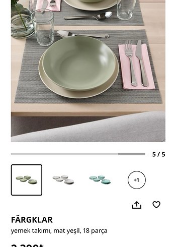 İkea Mat Yeşil 18 Parça Yemek Takımı - Görsel 3