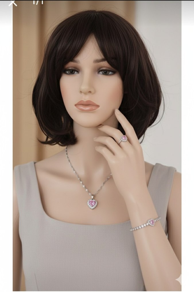 Pembe Çelik Kolye Ve Yüzük Bileklik Setti - Görsel 2