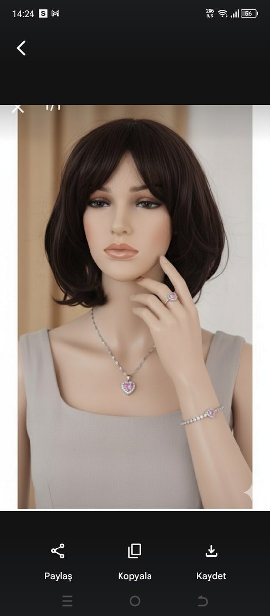 Pembe Çelik Kolye Ve Yüzük Bileklik Setti - Görsel 3