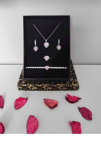 Pembe Kadın 4 lü Takı Seti Sevgililer gününe özel - Görsel 2