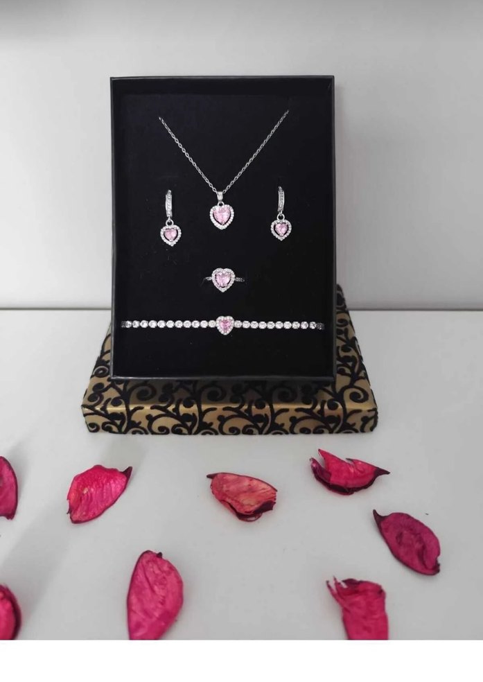 Pembe Kadın 4 lü Takı Seti Sevgililer gününe özel - Görsel 2