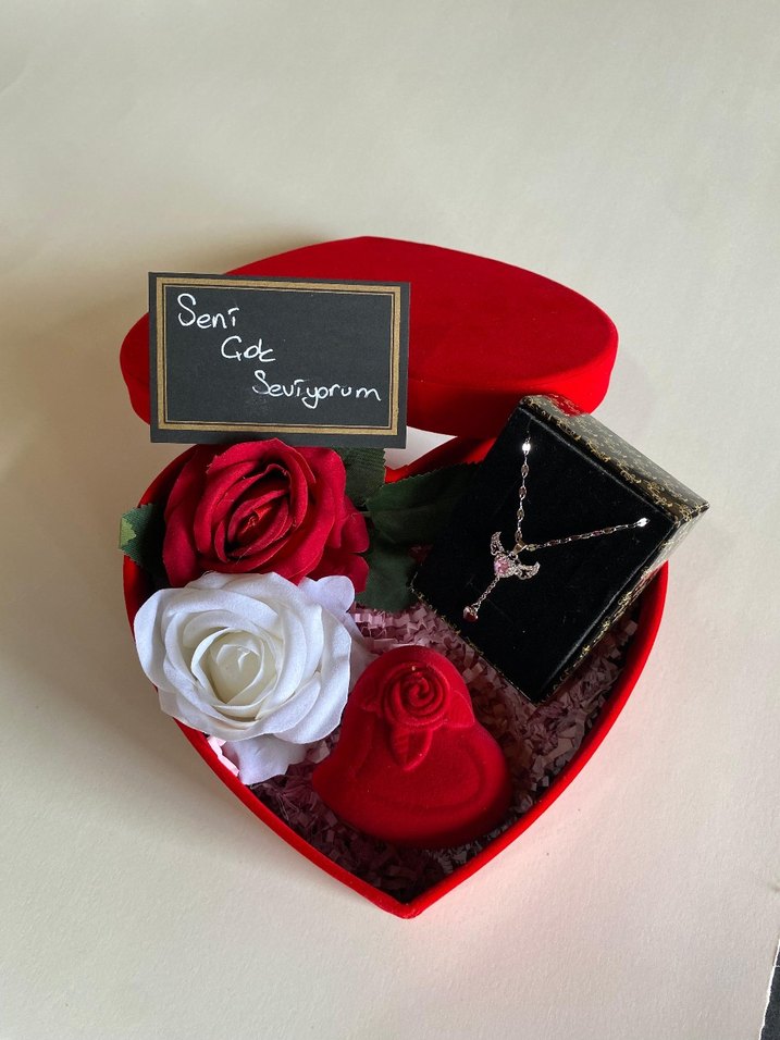 Bordo Pul İşlemeli Gotik Kadın Takı Seti Sevgililer gününe özel - Görsel 2