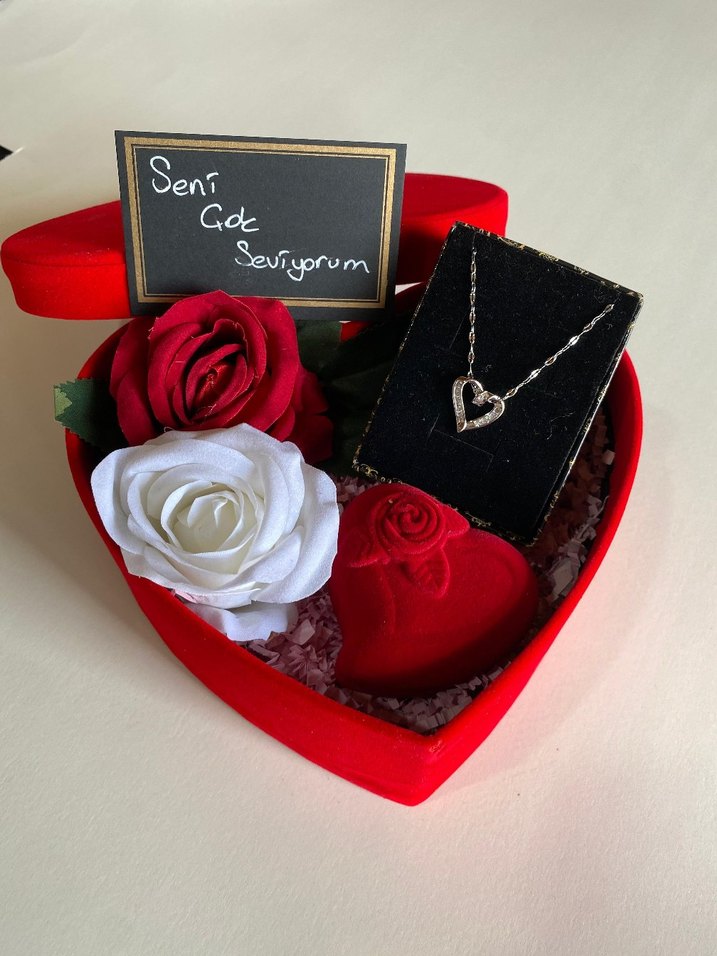 Kırmızı Parlak Kadın Takı Seti Sevgililer gününe özel - Görsel 2