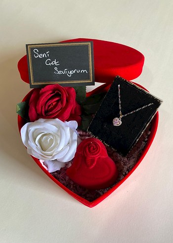 Pembe Kadın Takı Seti - Parlak ve Renkli Sevgililer gününe özel - Görsel 2