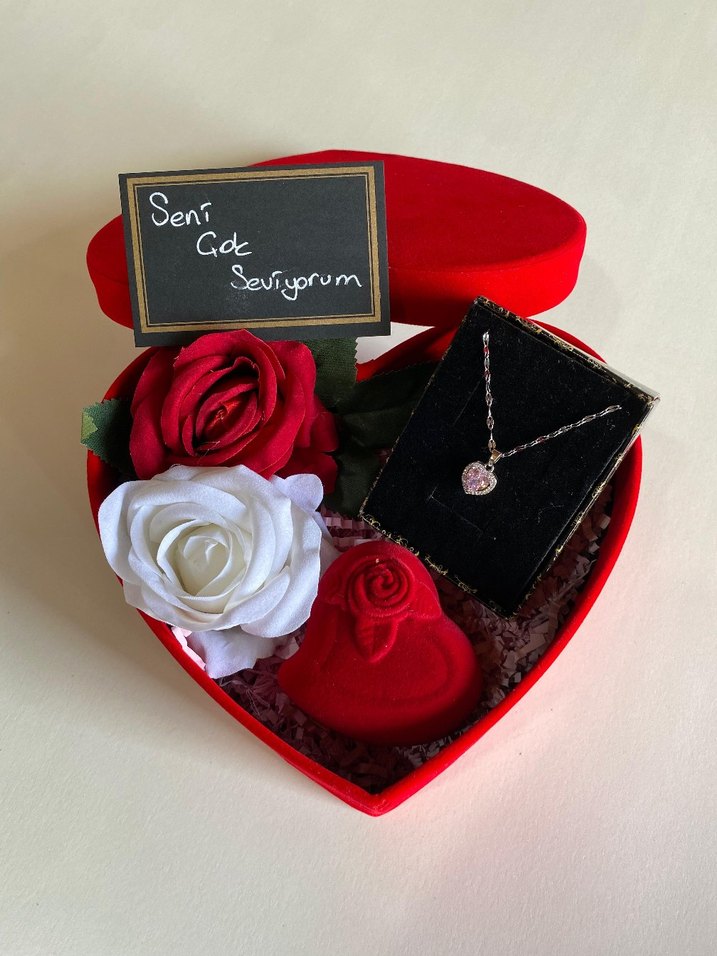 Pembe Kadın Takı Seti - Parlak ve Renkli Sevgililer gününe özel - Görsel 2