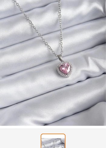 Pembe Kalp Detaylı Zincir Kolye Sevgililer gününe özel - Görsel 2