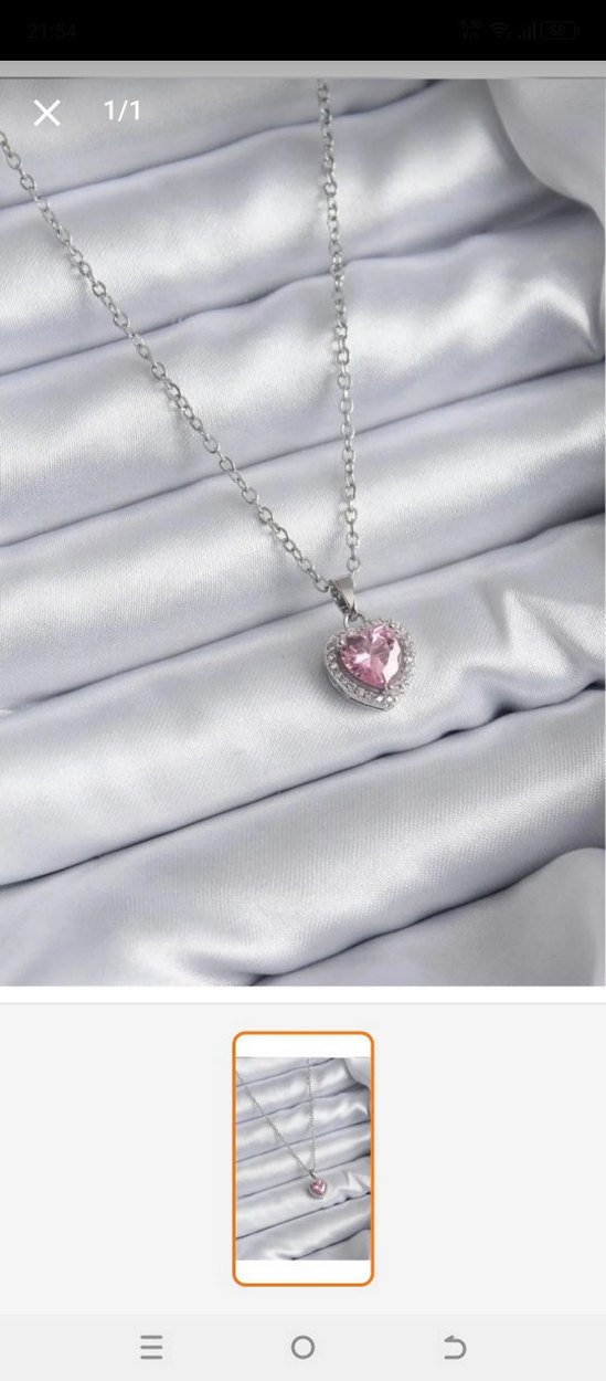 Pembe Kalp Detaylı Zincir Kolye Sevgililer gününe özel - Görsel 2