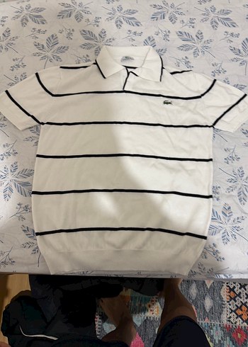 Lacoste Beyaz Cizgili Polo Tisort