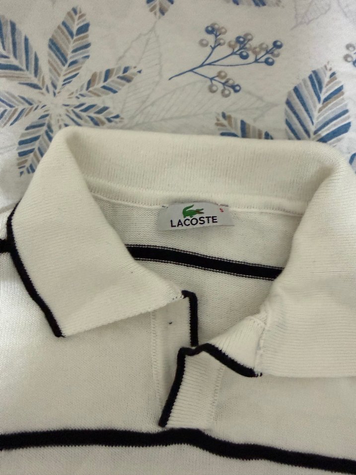 Lacoste Beyaz Çizgili Polo Tişört — görsel 4/4