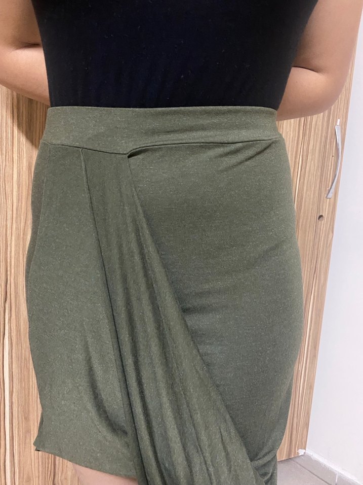 Twist Drapeli Etek Haki - Görsel 3