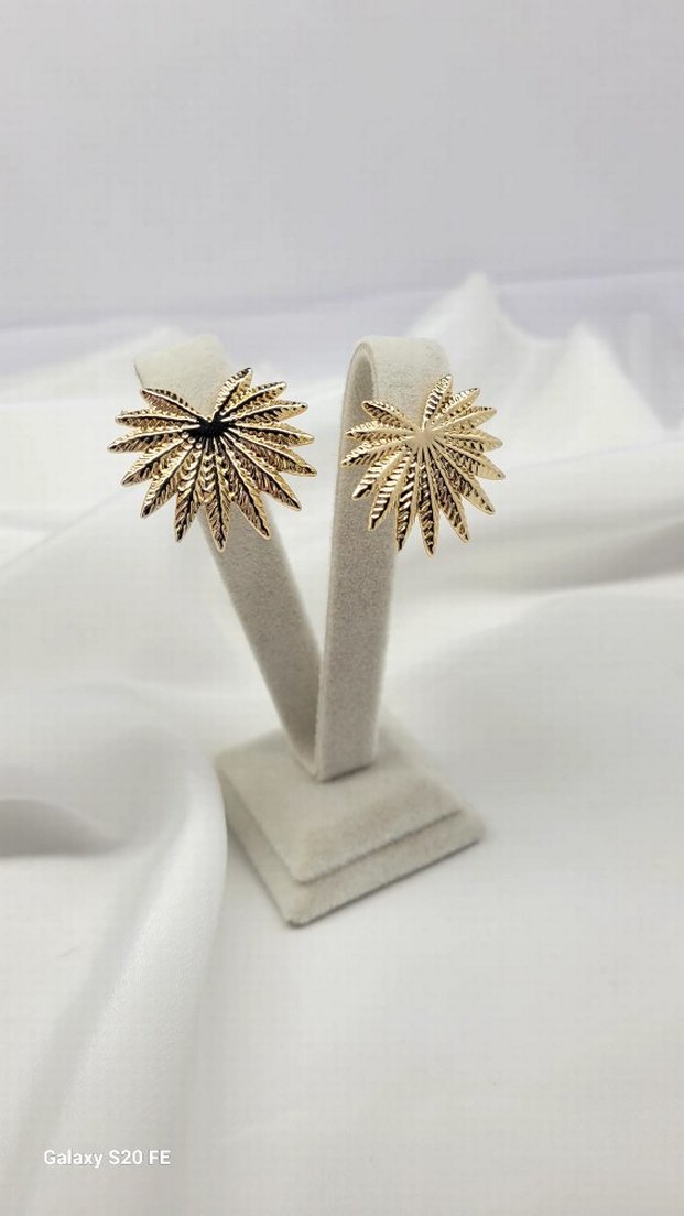 Altın Renkli Mini Pilili Küpe - Görsel 2