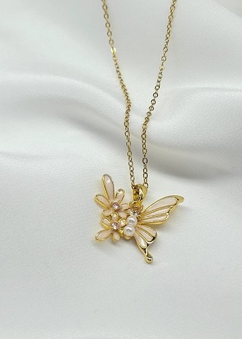 Renkli Boncuklu Kelebek Kolye - Görsel 2